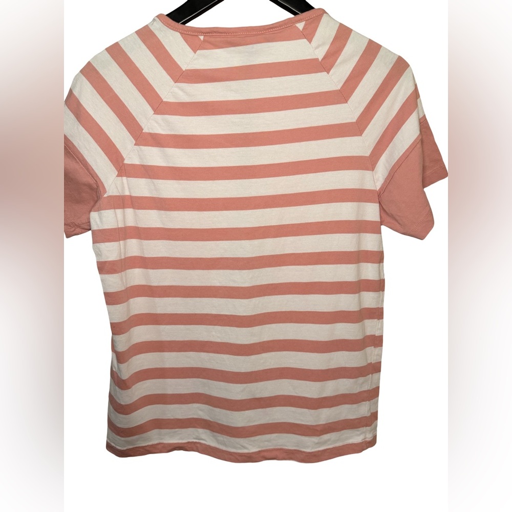 The Roadster Co Striped Dusty Pink and White Short Sleeve Tee - Picture 4 of 4
